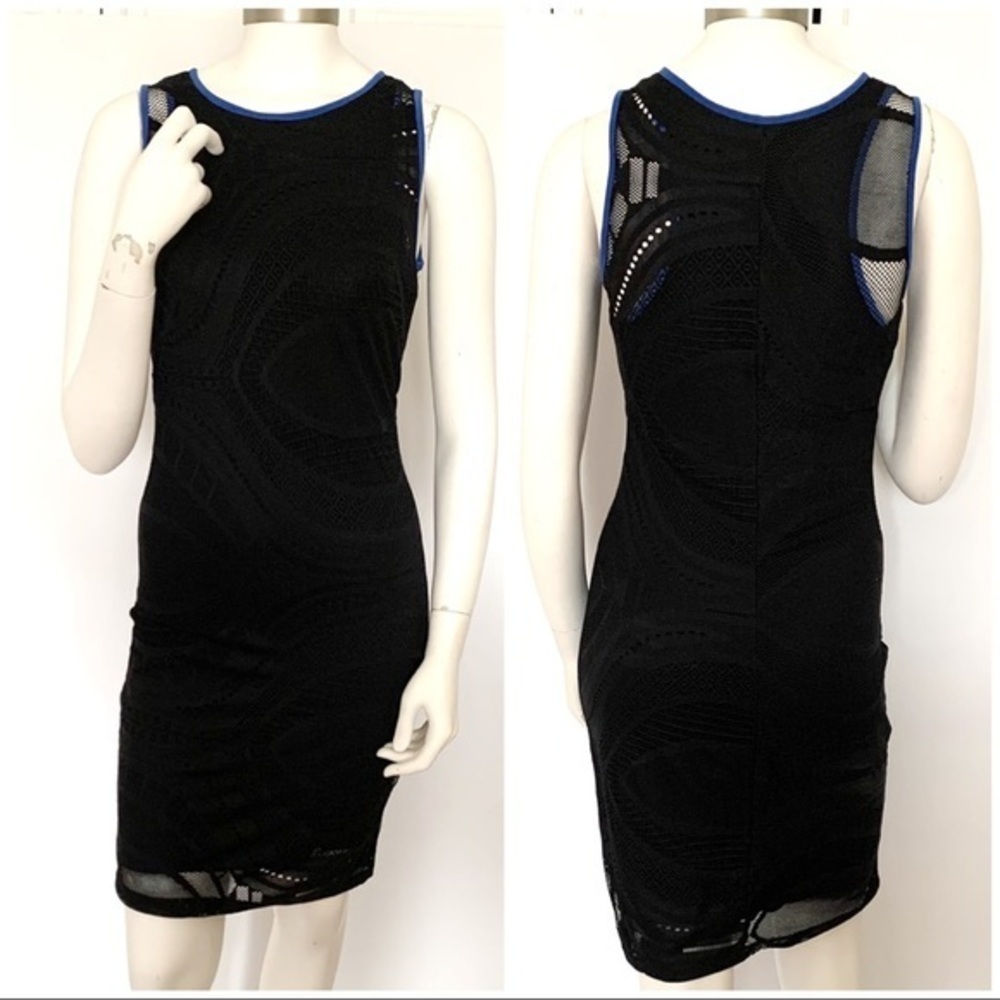 Maria Bianca Nero Black & Blue Laser Cut Dress